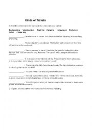 English Worksheet: Kinds of travel