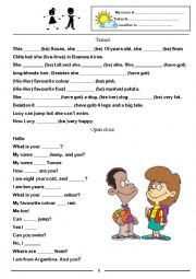 English Worksheet: Verb to be + have/has got in context