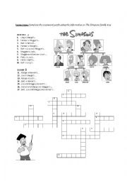 The Simpsons Family crossword puzzle