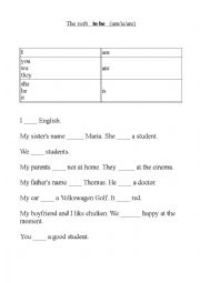 English Worksheet: The verb to be