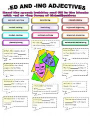 English Worksheet: the adjectives ending with -ed and -ing 