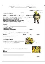 English Worksheet: shrek and fiona evaluation