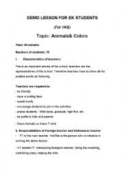 English Worksheet: Animals - Demo Lesson Plan