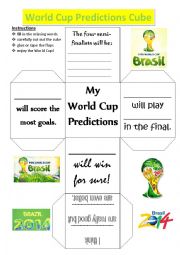 English Worksheet: World Cup Predictions Cube