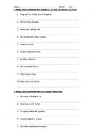 English Worksheet: Revise Tenses: Present Simple and Past Simple