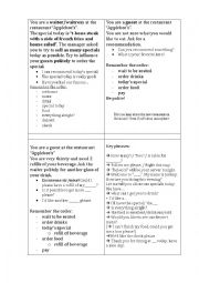 English Worksheet: role cards at the restaurant