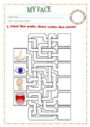 English Worksheet: Parts of the face