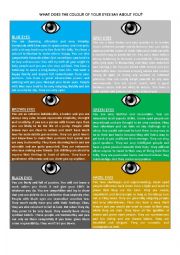 English Worksheet: WHAT DOES THE COLOUR OF YOUR EYES SAY ABOUT YOU 