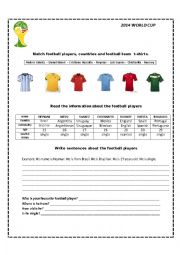 English Worksheet: 2014 WORLD CUP Football Players :Personal information