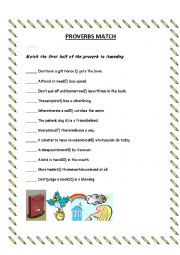 English Worksheet: PROVERBS MATCH