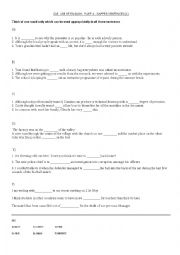 English Worksheet: CAE  USE OF ENGLISH - GAPPED SENTENCES (1)