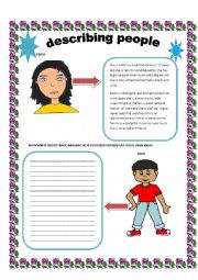 English Worksheet: describing people