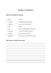 English Worksheet:  The Thrift Store