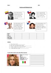 English Worksheet: Reading about countries and nationalities (latin america)