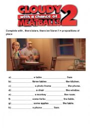 English Worksheet: Cloudy with a chance of meatballs 2 movie (1/2)