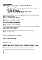 English Worksheet: Declarative Sentence