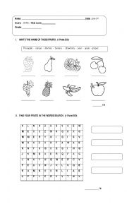 English Worksheet: Test about foods and drinks 
