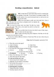 Reading comprehension Animal - ESL worksheet by medusa_love
