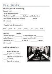 Song worksheet - Uprising by Muse
