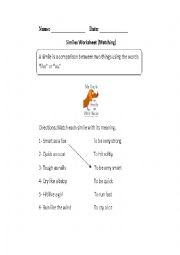 English Worksheet: SIMILE