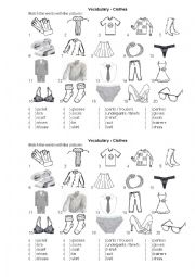 English Worksheet: Vocabulary Clothes
