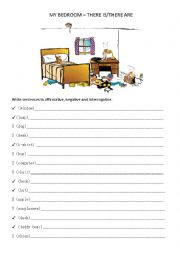 English Worksheet: My bedroom- There is/there are