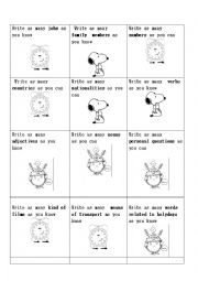 English Worksheet: Game: SAY / WRITE AS MANY WORDS AS YOU REMEMBER