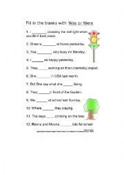 English Worksheet: Past- Verb to be