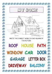 English Worksheet: PARTS OF THE HOUSE 