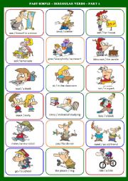 English Worksheet: IRREGULAR VERBS  PAST SIMPLE  SPEAKING EXERCISES  PART 2 / 4 + PPT