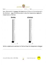 English Worksheet: measure temperature