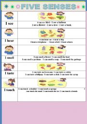 English Worksheet: Five senses part 1