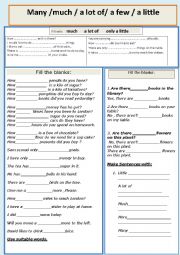 English Worksheet: Much , Many