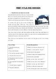 English Worksheet: MEET KYLE AND AMANDA (daily routines)