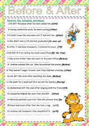 English Worksheet: After before as soon as  exercises+ key