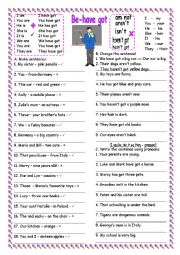 English Worksheet: be and have got - mixed