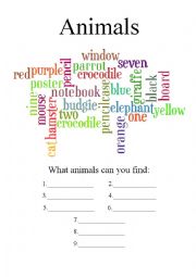 English Worksheet: Animals