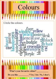 English Worksheet: Colours