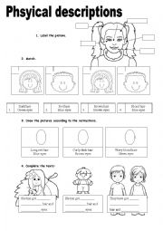 Physical descriptions worksheet