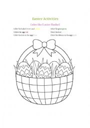 English Worksheet: Easter Basket Coloring