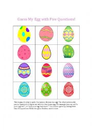 English Worksheet: Guess my egg! Easter game of questions