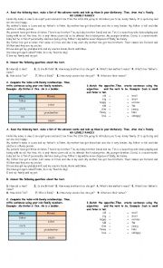 English Worksheet: Be Activity- My Lovely Family