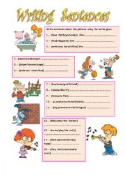 English Worksheet: WRITING SENTENCES