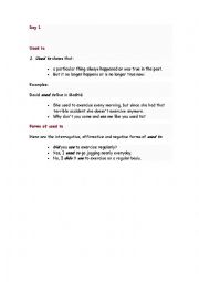 English Worksheet: Three day lesson plan USED TO
