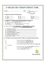 English Worksheet: Present perfect tense