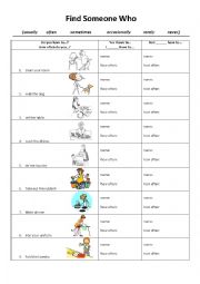 English Worksheet: Household Chores - Find Someone Who ... - Speaking Activity