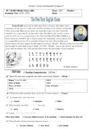 English Worksheet: louis brille biography