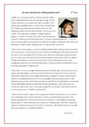 English Worksheet: 84-year-old becomes ´oldest graduate ever´