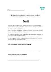 English Worksheet: Analytic reading & Writing Exercise on Brazil