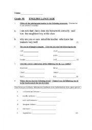 English Worksheet: Grammar test